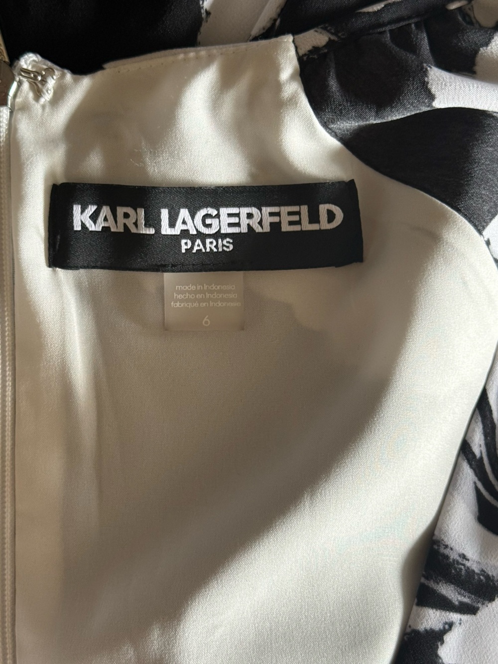 Karl Lagerfeld Paris Black & White Floral Midi Dress Size 6 - Picture 12 of 13